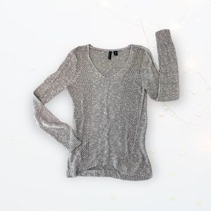 CYNTHIA ROWLEY Loose Knit Linen Blend V-Neck Sweater